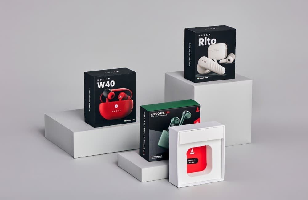 Mobile accessories packaging with premium rigid box construction