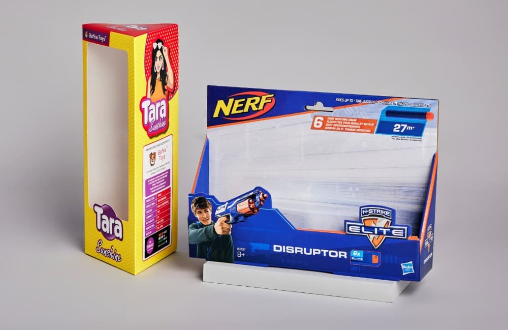 Toys and games packaging with gable-top design