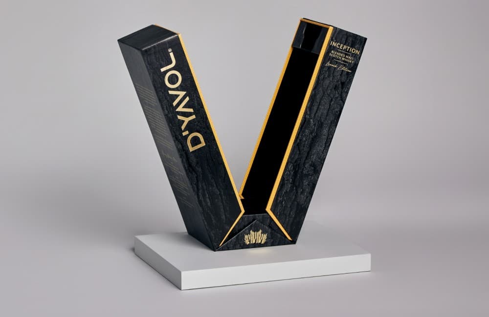 Liquor industry gable packaging with premium branding